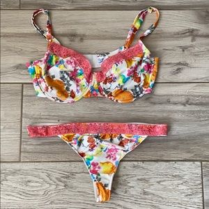 Christian Dior floral bra and panty set